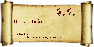Hincz Iván névjegykártya